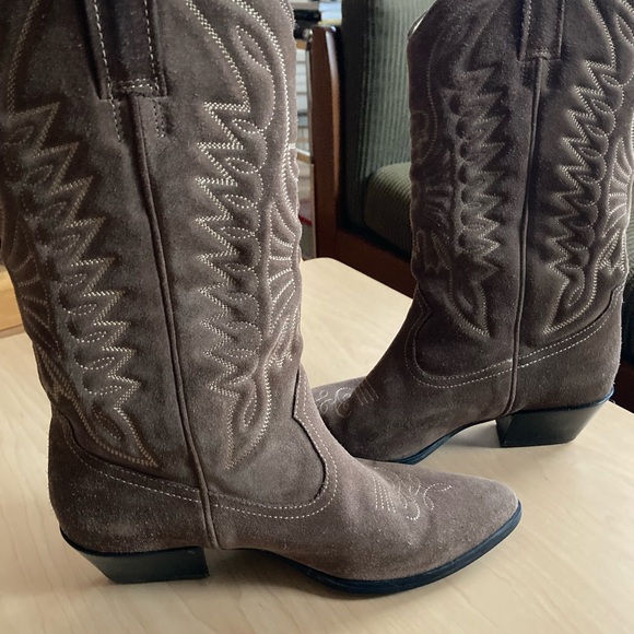 VAGABOND Taupe Suede Heeled Boots - Picture 2 of 6